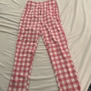 Zara high waisted pink gingham pants